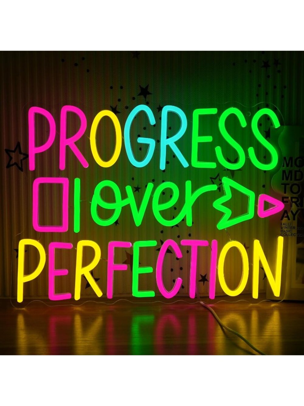 Progress Over Perfection Neon Sign Dimmable Led Progress Over Perfection Neon